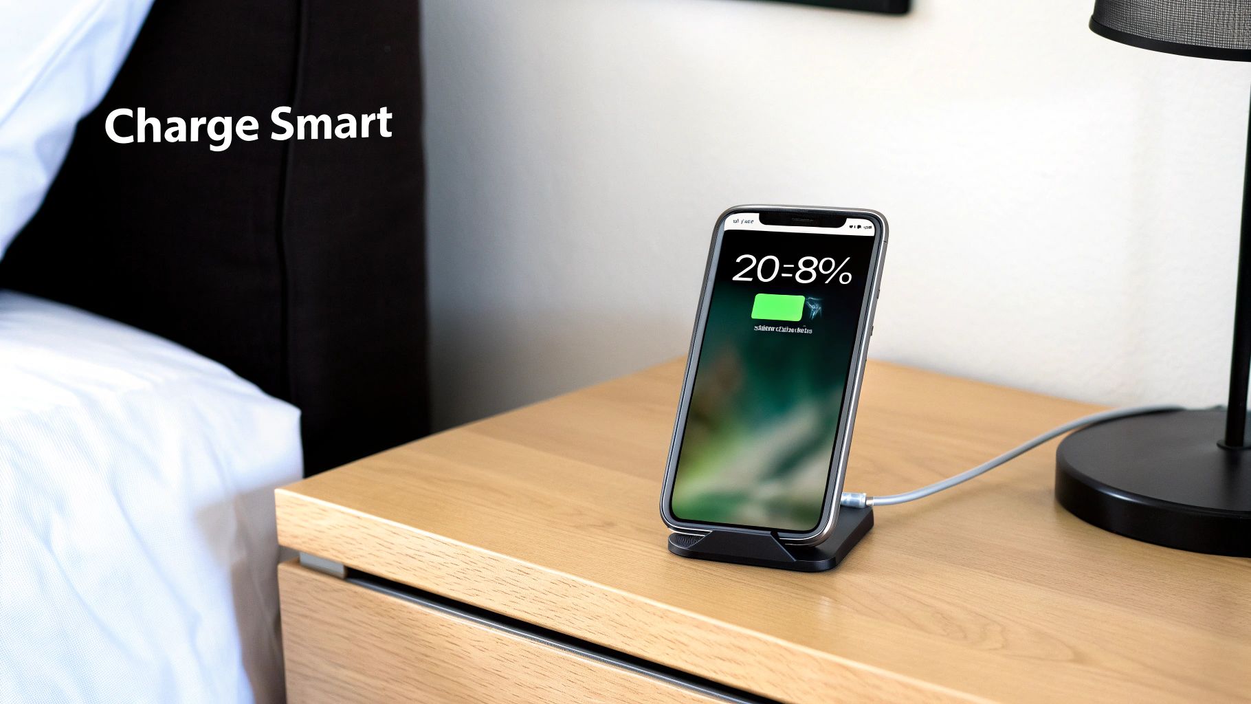 A person holding a smartphone with a question mark bubble above it, representing common battery questions.