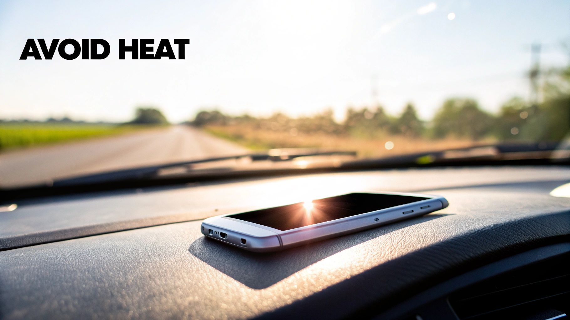 A smartphone connected to a charger, with a temperature warning icon superimposed over it.